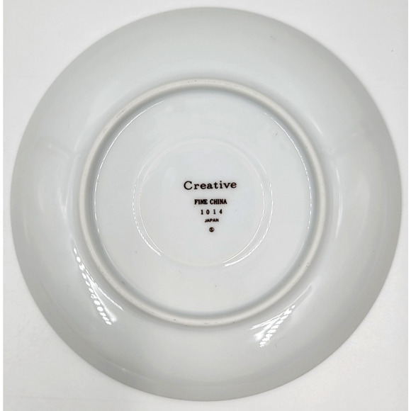 Creative Platinum Star Burst Saucers 5 3/4" Silver Trim Japan Gray Set of 4 - Picture 7 of 7